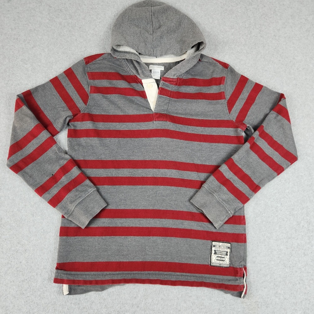 Falls Creek Hoodie Kids XL 14/16 Gray Red Striped Long Sleeve High Low Slit